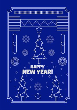 Noel çizgisi stili kutlama illüstrasyonları. Chritsmas Satır Biçimli tebrik kartı.