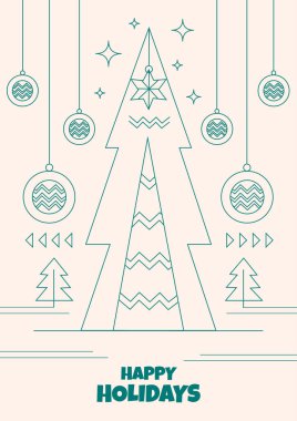 Şenlikli Chritsmas Line Style Card. Tatil Neşe ve Kutlamanın Özünü Yakalıyorum