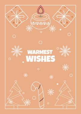 Noel çizgisi stili kutlama illüstrasyonları. Chritsmas Satır Biçimli tebrik kartı.