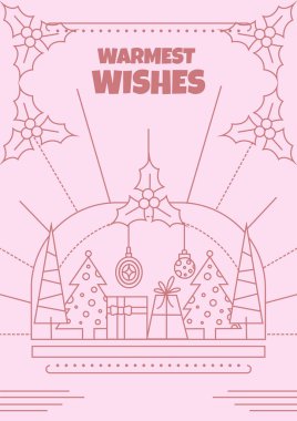 Chritsmas Line Style Kartı ve Chritsmas Line Elemen Dekorasyonu