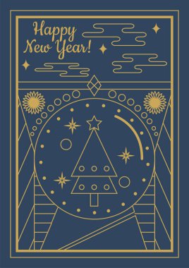 Şenlikli Chritsmas Hattı Biçimli Çelenk İllüstrasyon Tatil Sezonu