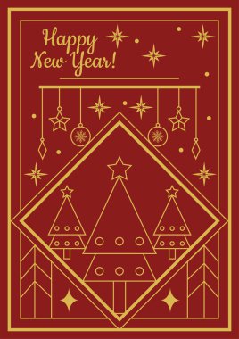 Şenlikli Chritsmas Line Style Card. Tatil Neşe ve Kutlamanın Özünü Yakalıyorum