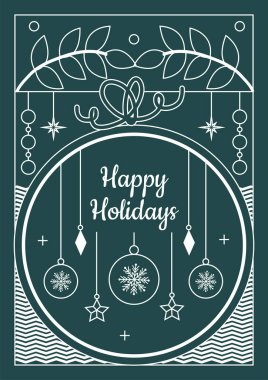 Chritsmas Line Style Kartı ve Chritsmas Line Elemen Dekorasyonu