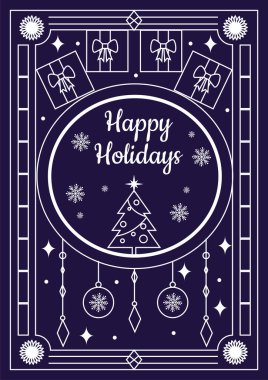 Şenlikli Chritsmas Hattı Biçimli Çelenk İllüstrasyon Tatil Sezonu