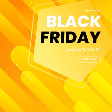 Kara Cuma Özel Teklifi% 50 indirimli. Cesur Typography and Vibrant Colors 'un yer aldığı heyecan verici bir Kara Cuma tanıtım afişi, yüzde 50 