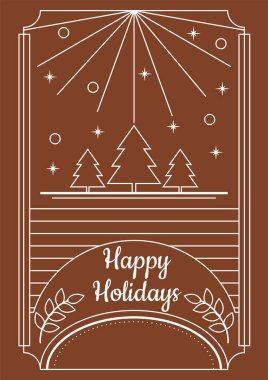 Chritsmas Line Style Kartı ve Chritsmas Line Elemen Dekorasyonu