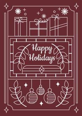 Şenlikli Chritsmas Line Style Card. Tatil Neşe ve Kutlamanın Özünü Yakalıyorum