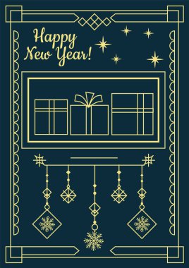 Chritsmas Line Style Kartı ve Chritsmas Line Elemen Dekorasyonu