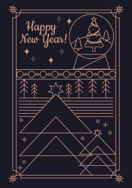 Şenlikli Chritsmas Line Style Card. Tatil Neşe ve Kutlamanın Özünü Yakalıyorum