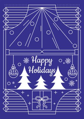 Chritsmas Line Style Kartı ve Chritsmas Line Elemen Dekorasyonu