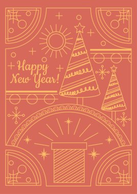 Chritsmas Satır Stili Selamlama Kartı Modern Chritsmas Satır Tasarımı