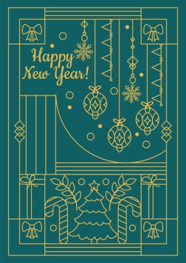 Şenlikli Chritsmas Line Style Card. Tatil Neşe ve Kutlamanın Özünü Yakalıyorum