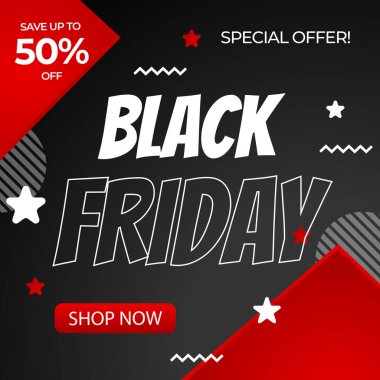Kara Cuma Özel Önerisi% 50 indirimli. Modern Geometrik Şekiller ve Alışverişçilerin Çekici Renkleri ile Büyüleyici Tasarım