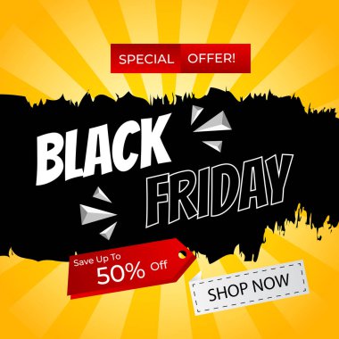 Cesur tipografi ile Kara Cuma Özel Teklifi. Pazarlama ve Tanıtım Malzemeleri için ideal