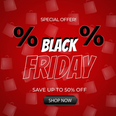 Cesur tipografi ile Kara Cuma Özel Teklifi. Pazarlama ve Tanıtım Malzemeleri için ideal