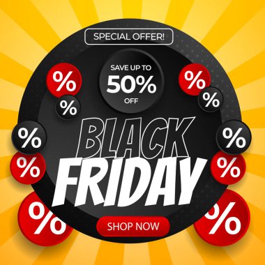Özel Teklif Kara Cuma İndirim Tasarımı. Perakendeciler ve Pazarlamacılar için Mevsimsel İndirimleri Desteklemek için Mükemmel