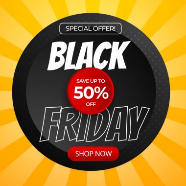 Kara Cuma Özel Önerisi% 50 indirimli. Modern Geometrik Şekiller ve Alışverişçilerin Çekici Renkleri ile Büyüleyici Tasarım