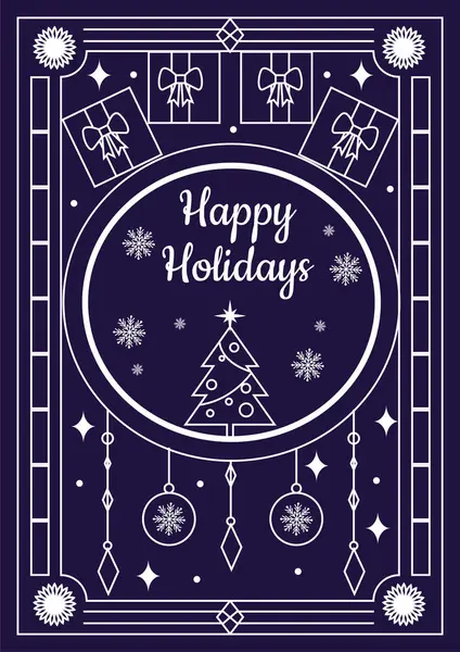 Şenlikli Chritsmas Hattı Biçimli Çelenk İllüstrasyon Tatil Sezonu