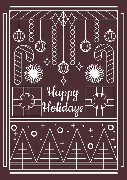 Şenlikli Chritsmas Hattı Biçimli Çelenk İllüstrasyon Tatil Sezonu