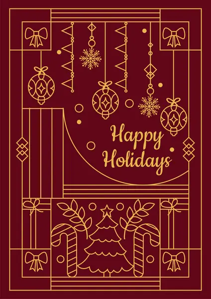 Noel çizgisi stili kutlama illüstrasyonları. Chritsmas Satır Biçimli tebrik kartı.