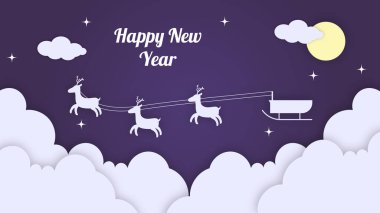 Şenlikli Noel Kağıt Kesimi Dekorasyonlu Tebrik Kartı