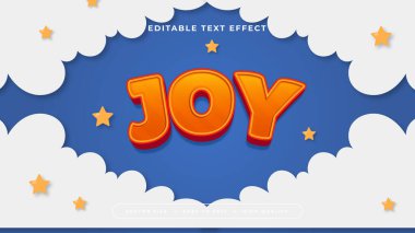 Mavi Turuncu ve Beyaz Neşe 3d Düzenlenebilir Metin Efekti - Yazı Tipi