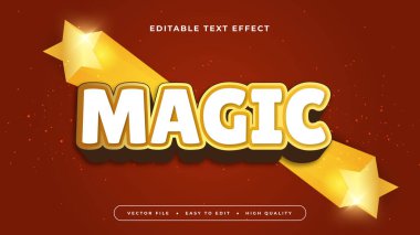 Kırmızı Sarı ve Beyaz Sihirli 3d Düzenlenebilir Metin Efekti - Yazı Tipi Stili