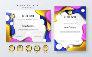 Dekoratif elementlerle modern sertifika şablonu. Tanınma, Başarı Ödülleri ve Kurumsal Sunumlar İçin Mükemmel