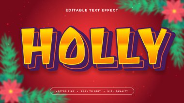 Yeşil Sarı ve Kırmızı Holly 3d Düzenlenebilir Metin Efekti - Yazı Tipi Stili
