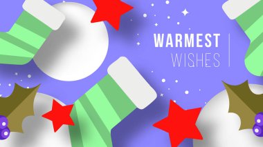 Sevgi dolu, renkli bir Noel kartı. Bayram ve Mevsimlik Dekorasyon İçin Mükemmel