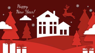 Neşeli Tatil Mesaj Kartıyla Kutlu Noel Kağıdı