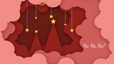 Şenlikli Noel Kağıt Kesimi Dekorasyonlu Tebrik Kartı