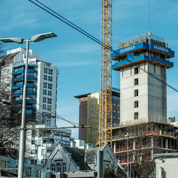 Stavanger Noruega Marzo 2023 Ciudad Interior Trabajos Construcción Una Torre —  Fotos de Stock