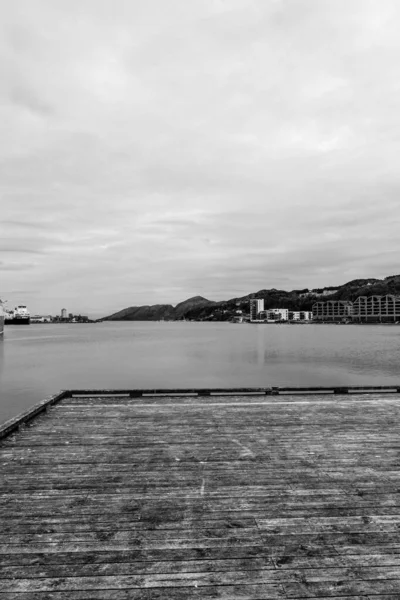 Sandnes Norway May 2023 Wooden Weathered Aged Boardwalk Pier Overlooking — Stock Photo, Image