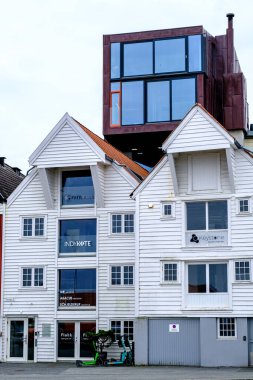 Stavanger, Rogaland, Norveç, 19 Mayıs 2023, Eski ve Yeni Şehir Merkezi Mimarisi Stavanger İnsansız Şehir Merkezi