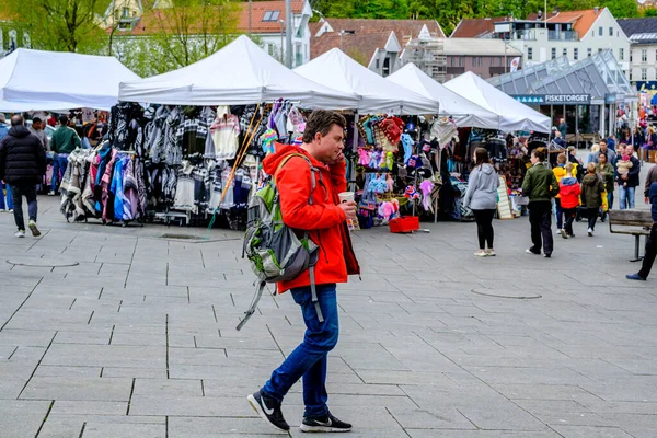 Stavanger Rogaland Noruega Maio 2023 Open Air Street Market Downtown — Fotografia de Stock