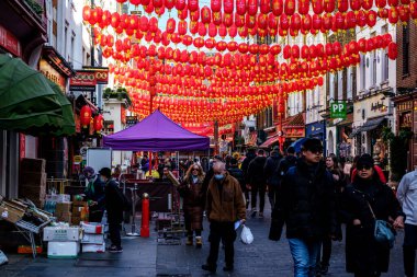 Chinatown, Londra İngiltere, Mart 08 2024, Çin Mahallesi Londra Popüler Turizm Merkezi Renkli ve Canlı Topluluk