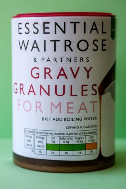 Londra, İngiltere, 11 Nisan 2025, İnsansız Et İçin Temel Waitrose Gravy Grauals