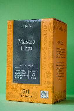 Londra İngiltere, 20 Nisan 2025, Marks ve Spencer Baharatlı Masala Chai Tea Bags