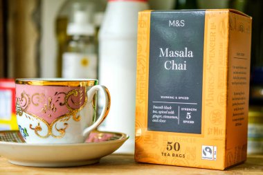 Londra İngiltere, 20 Nisan 2025, Marks ve Spencer Baharatlı Masala Chai Tea Bags