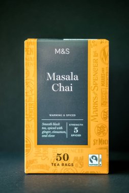 Londra İngiltere, 20 Nisan 2025, Marks ve Spencer Baharatlı Masala Chai Tea Bags