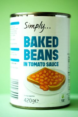 Londra İngiltere, Mayıs 03 2025, Domates Sosu Konserve Fasulye