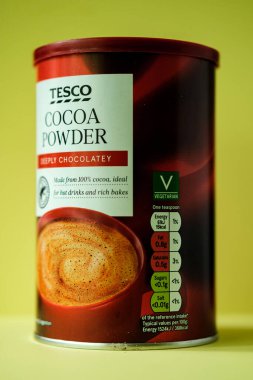 Londra İngiltere, Mayıs 06 2025, Sıcak Çikolata veya Fırın İçin Tesco Cocoa Pudrası