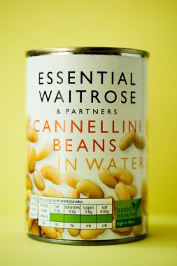 Londra İngiltere, 10 Mayıs 2025, Can of Esnecessary Waitrose Vejetaryen Cannellini Fasulyesi