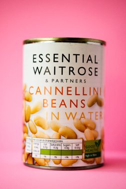Londra İngiltere, 10 Mayıs 2025, Can of Esnecessary Waitrose Vejetaryen Cannellini Fasulyesi
