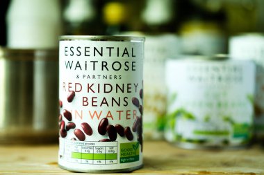 Londra İngiltere, 14 Mayıs 2025, Temel Waitrose Konservesi Sağlıklı Kırmızı Böbrek Pişirme Bileşeni