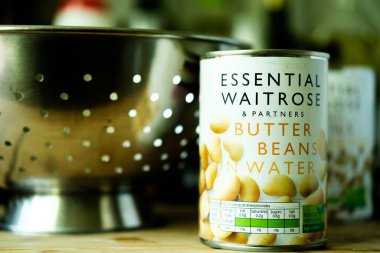 Londra İngiltere, 14 Mayıs 2025, Temel Garnitür Tereyağlı Fasulye Pişirme İçi