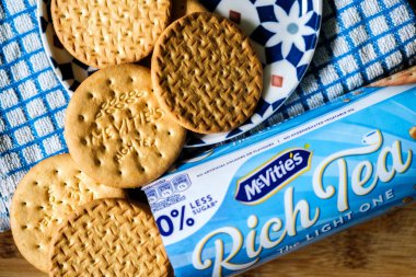 Londra İngiltere, 27 Mayıs 2025, İngiliz Favori McVities Dunkable Rich Tea Bisküvileri