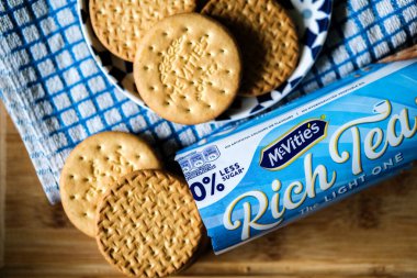 Londra İngiltere, 27 Mayıs 2025, İngiliz Favori McVities Dunkable Rich Tea Bisküvileri