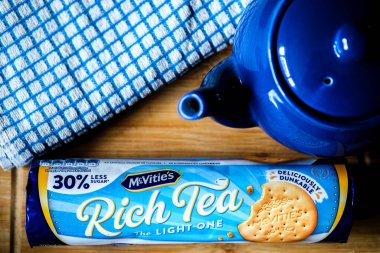 Londra İngiltere, 27 Mayıs 2025, İngiliz Favori McVities Dunkable Rich Tea Bisküvileri